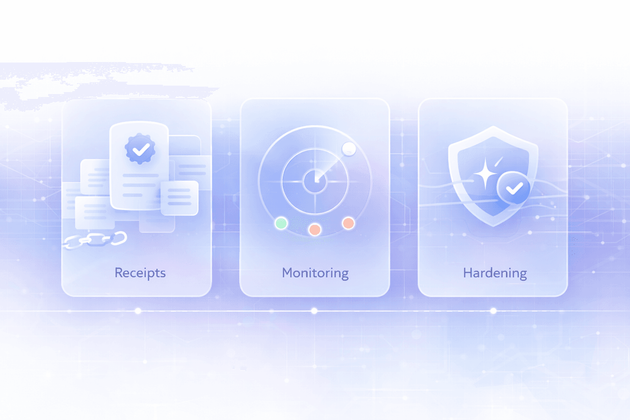 Receipts, monitoring and hardening pillars illustration